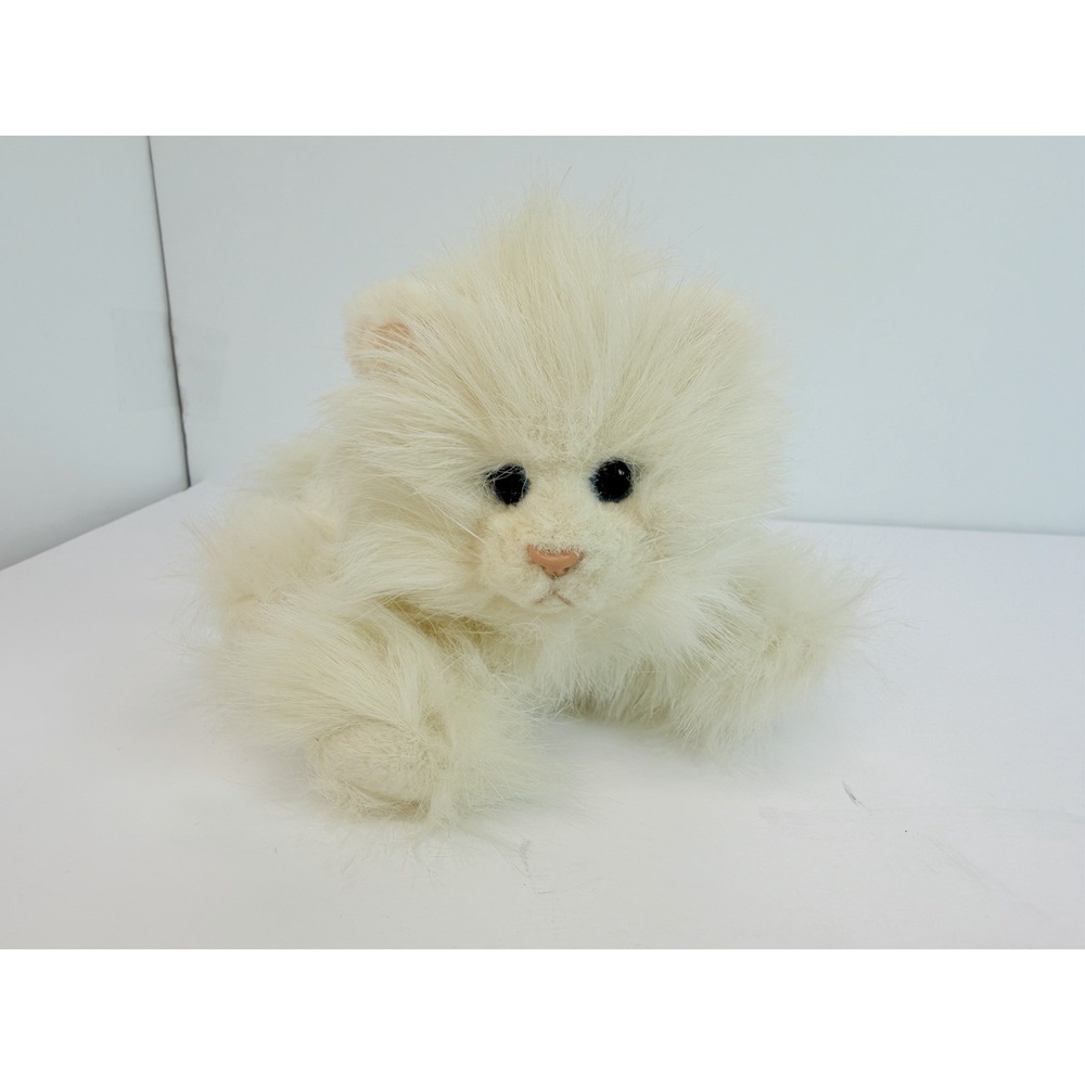 Vintage Russ Whisper Fluffy White Cat Stuffed Animal Kitten Plush 5" Blue Eyes